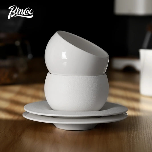 280ml Japanese Ceramic Coffee Mug with Saucer – Just Coffee Stone Pattern Edition