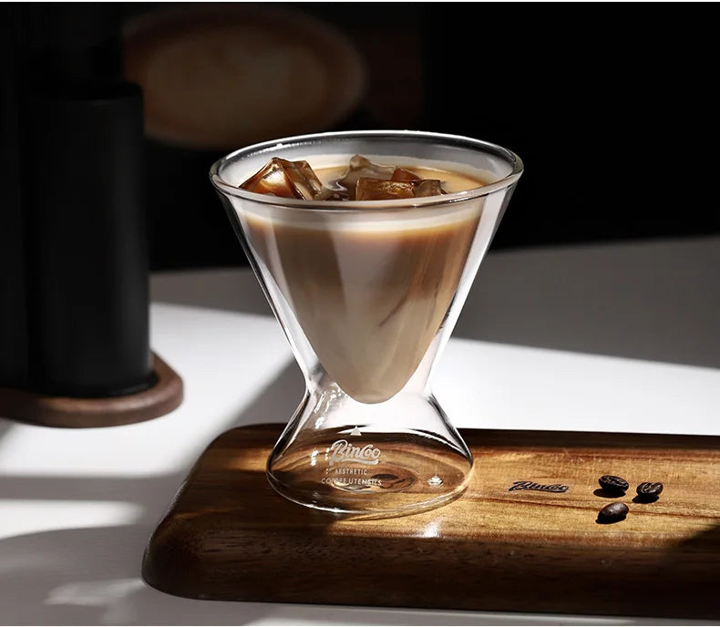 Hourglass Double Wall Glass Coffee Cup – Just Coffee Wide Mouth Edition