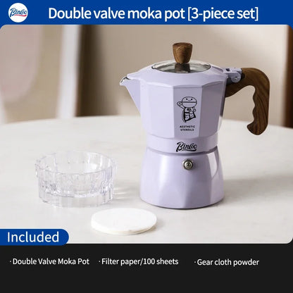 Dual Valve Moka Pot Set – Just Coffee 5-Piece Italian Espresso Kit 220V
