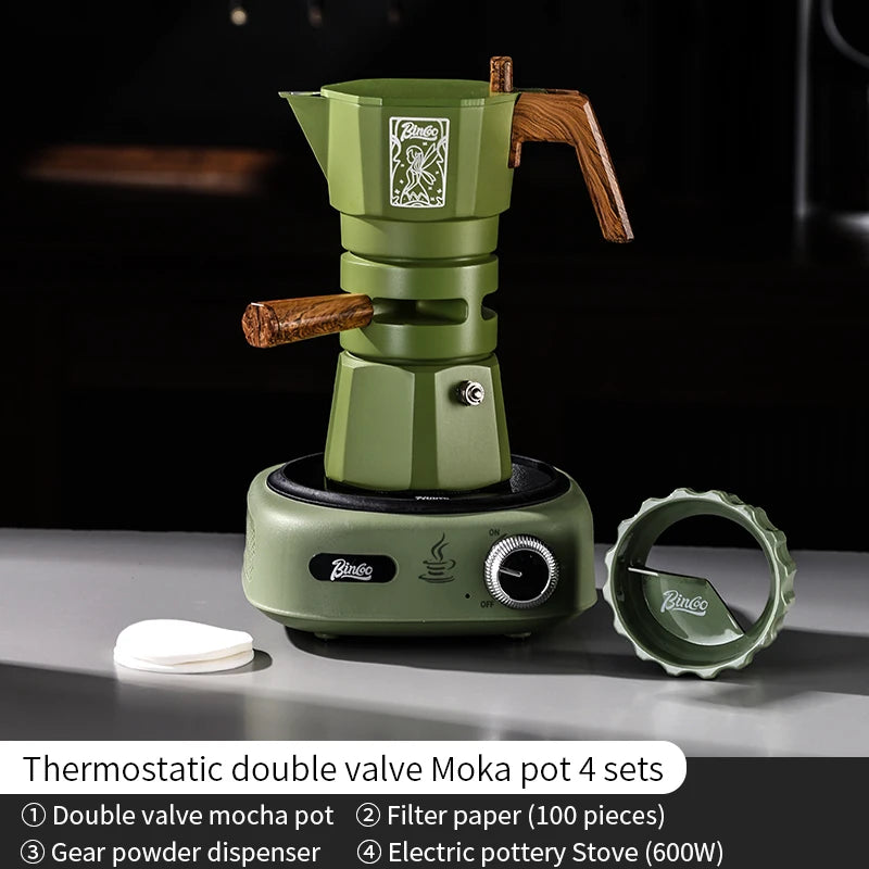 Double Valve Moka Pot Set – Just Coffee Electric Italian Espresso Maker 220V
