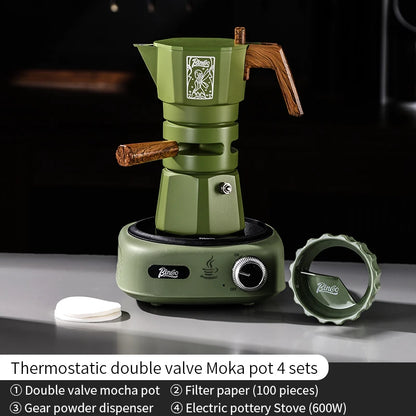 Double Valve Moka Pot Set – Just Coffee Electric Italian Espresso Maker 220V