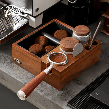 Espresso Knock Box & Tamping Station 51/58mm – Just Coffee Walnut Edition