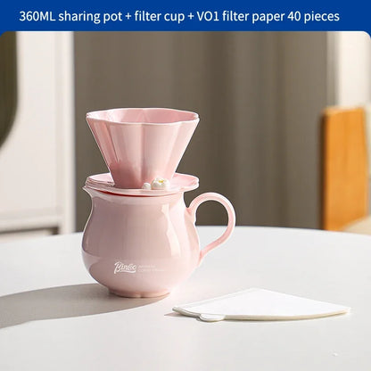 Hand Brew Coffee Pot Set – Just Coffee Ceramic Sharing Pot & Filter Cup