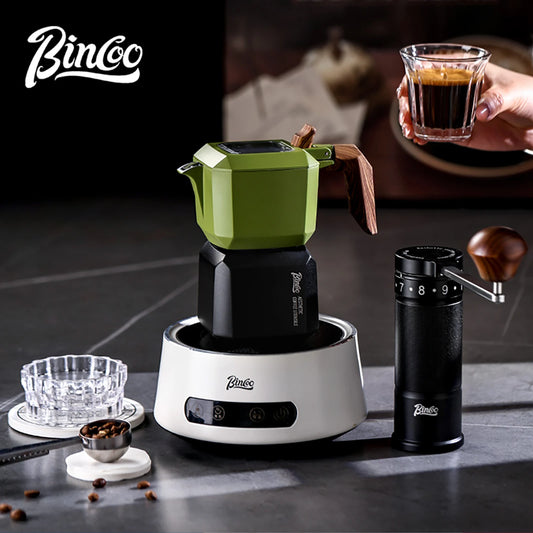 Square Moka Pot Set – Just Coffee Dual Valve Espresso Maker with Grinder & Accessories
