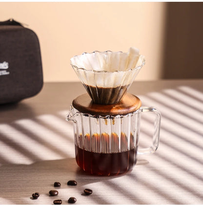 Clear Vertical Sharing Pot Set – Just Coffee Hand Brewed Kit (1–2 Cups)