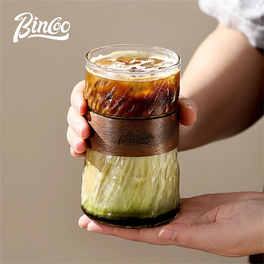 450ml Japanese Glass Coffee Mug with Bamboo Sleeve – Just Coffee Heat-Resistant Edition