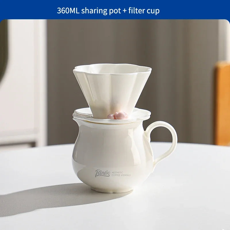 Hand Brew Coffee Pot Set – Just Coffee Ceramic Sharing Pot & Filter Cup