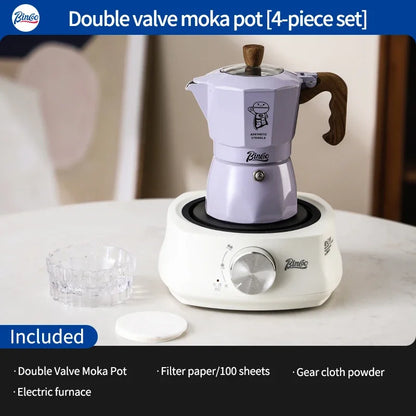 Dual Valve Moka Pot Set – Just Coffee 5-Piece Italian Espresso Kit 220V