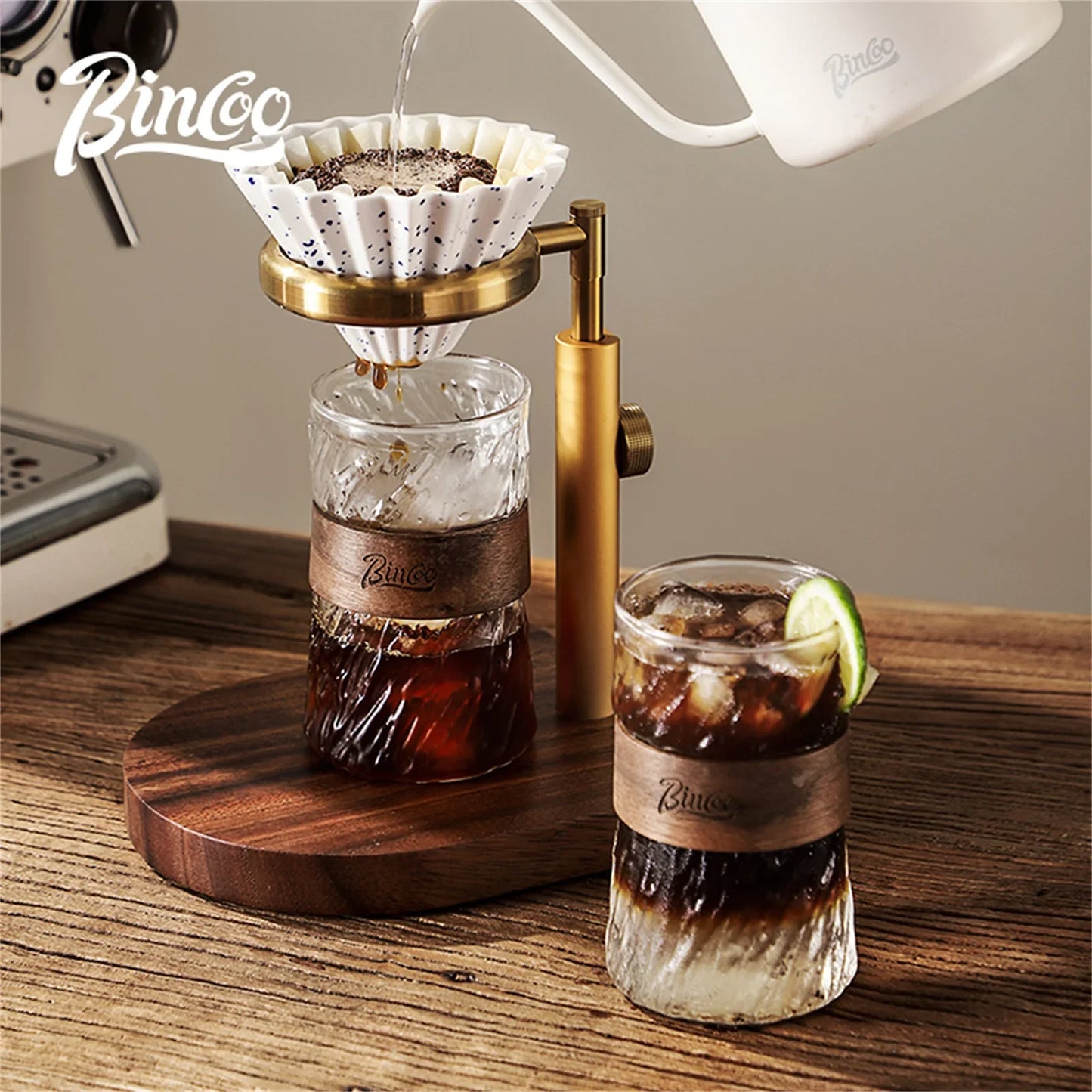 450ml Japanese Glass Coffee Mug with Bamboo Sleeve – Just Coffee Heat-Resistant Edition