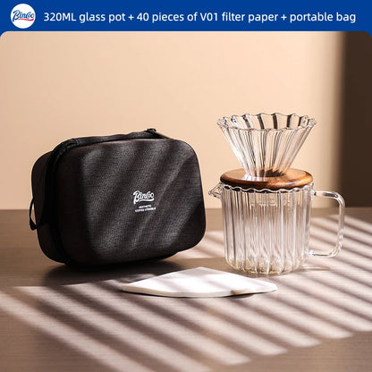 Clear Vertical Sharing Pot Set – Just Coffee Hand Brewed Kit (1–2 Cups)