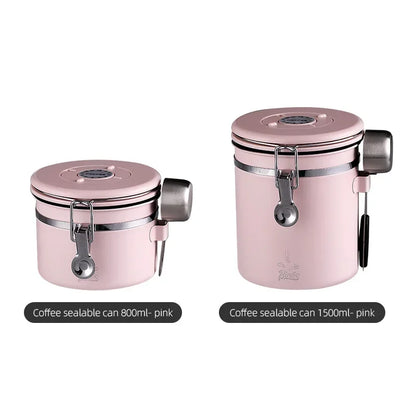 Stainless Steel Coffee Bean Canister – Just Coffee Airtight Storage with Valve
