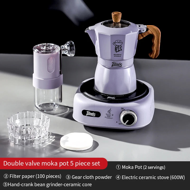 Double Valve Moka Pot 2-Cup – Just Coffee Pressurized Espresso Maker 220V