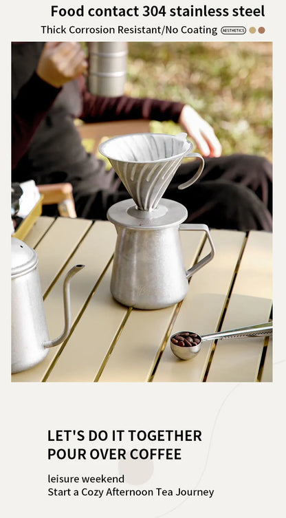 Stainless Steel Pour Over Coffee Dripper – Just Coffee V-Shaped Reusable Filter