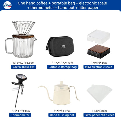 Clear Vertical Sharing Pot Set – Just Coffee Hand Brewed Kit (1–2 Cups)