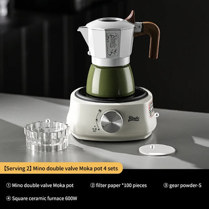 Double Valve Moka Pot – Just Coffee Espresso Extraction Set 220V