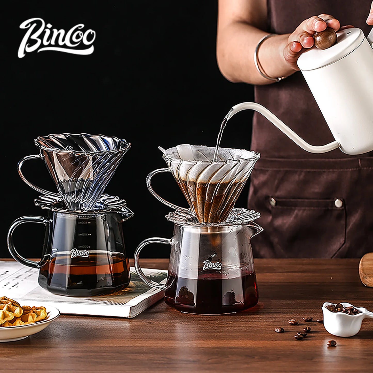 Hand Brew Coffee Pot Set – Just Coffee Glass Sharing Pot & Drip Filter