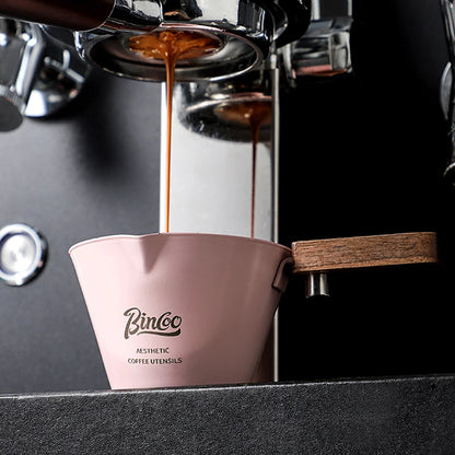 Stainless Steel Espresso Dosing Cup – Just Coffee Wooden Handle Edition