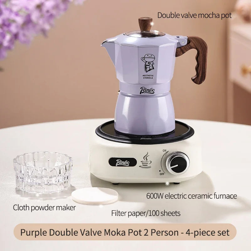 Moka Pot & Heater Kit – Just Coffee Dual Valve Portable Espresso Maker