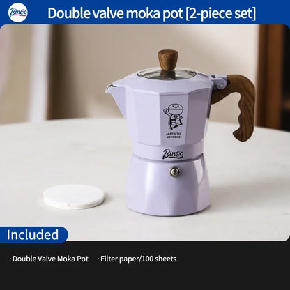 Dual Valve Moka Pot Set – Just Coffee 5-Piece Italian Espresso Kit 220V