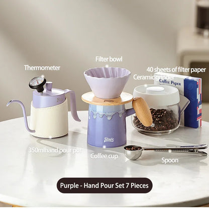 Ceramic Pour Over Coffee Pot Set – Just Coffee Sharing Pot & Filter Cup