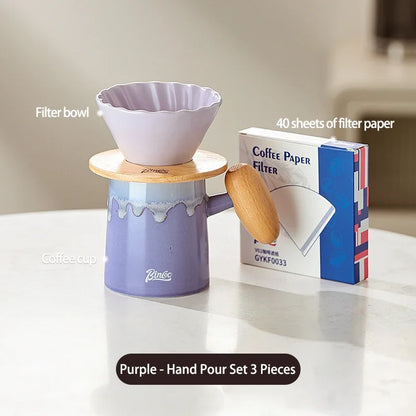 Ceramic Pour Over Coffee Pot Set – Just Coffee Sharing Pot & Filter Cup