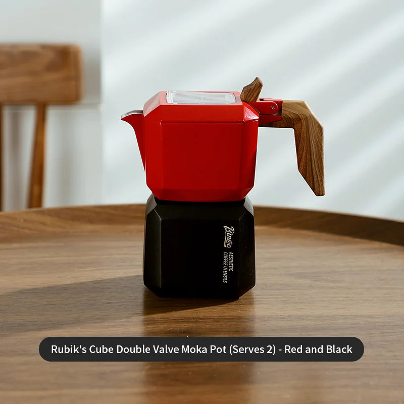 Rubik’s Cube Moka Pot – Just Coffee Red/Green Double Valve Espresso Maker