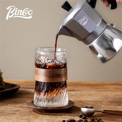 450ml Japanese Glass Coffee Mug with Bamboo Sleeve – Just Coffee Heat-Resistant Edition