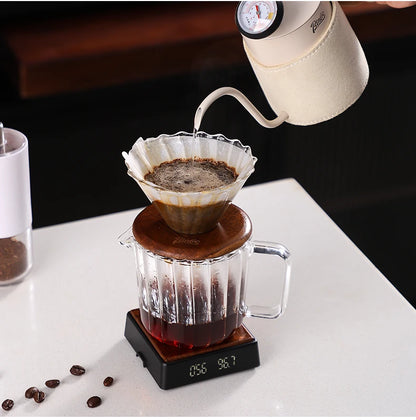 Clear Vertical Sharing Pot Set – Just Coffee Hand Brewed Kit (1–2 Cups)