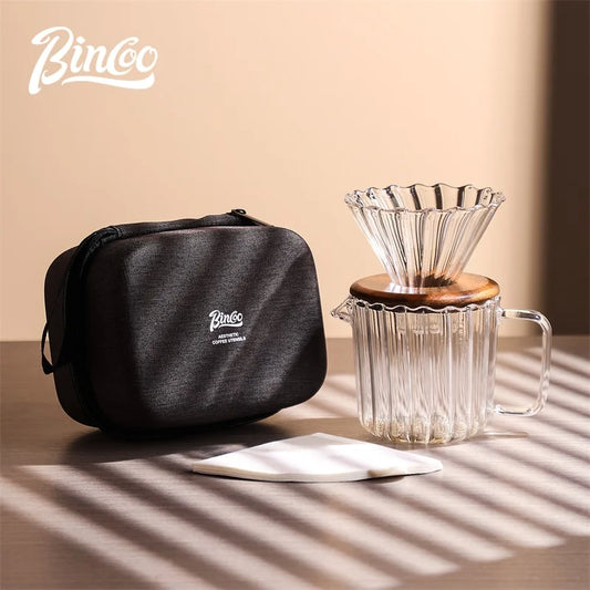 Clear Vertical Sharing Pot Set – Just Coffee Hand Brewed Kit (1–2 Cups)