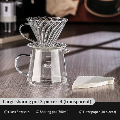Hand Brew Coffee Pot Set – Just Coffee Glass Sharing Pot & Drip Filter