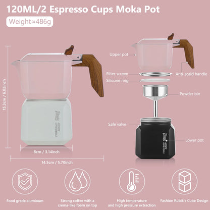 Small Rubik’s Cube Moka Pot – Just Coffee Double Valve Square Espresso Maker