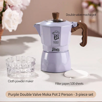 Moka Pot & Heater Kit – Just Coffee Dual Valve Portable Espresso Maker