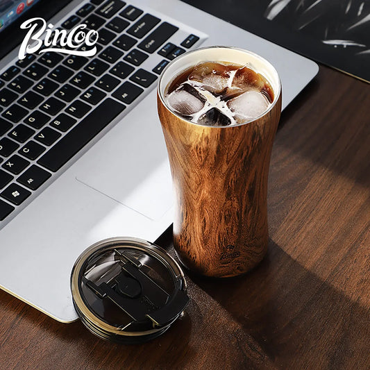Wood Grain Coffee Tumbler – Just Coffee Ceramic Thermos Edition