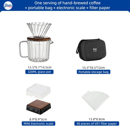 Clear Vertical Sharing Pot Set – Just Coffee Hand Brewed Kit (1–2 Cups)