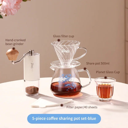 Glass Coffee Sharing Pot Set – Just Coffee Pour Over Dripper & Filter Cup