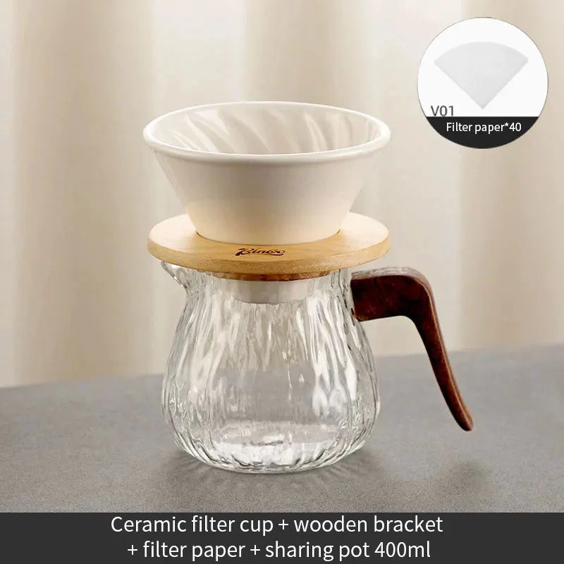 Pour Over Coffee Dripper Set 400ml – Just Coffee Ceramic Filter Pot