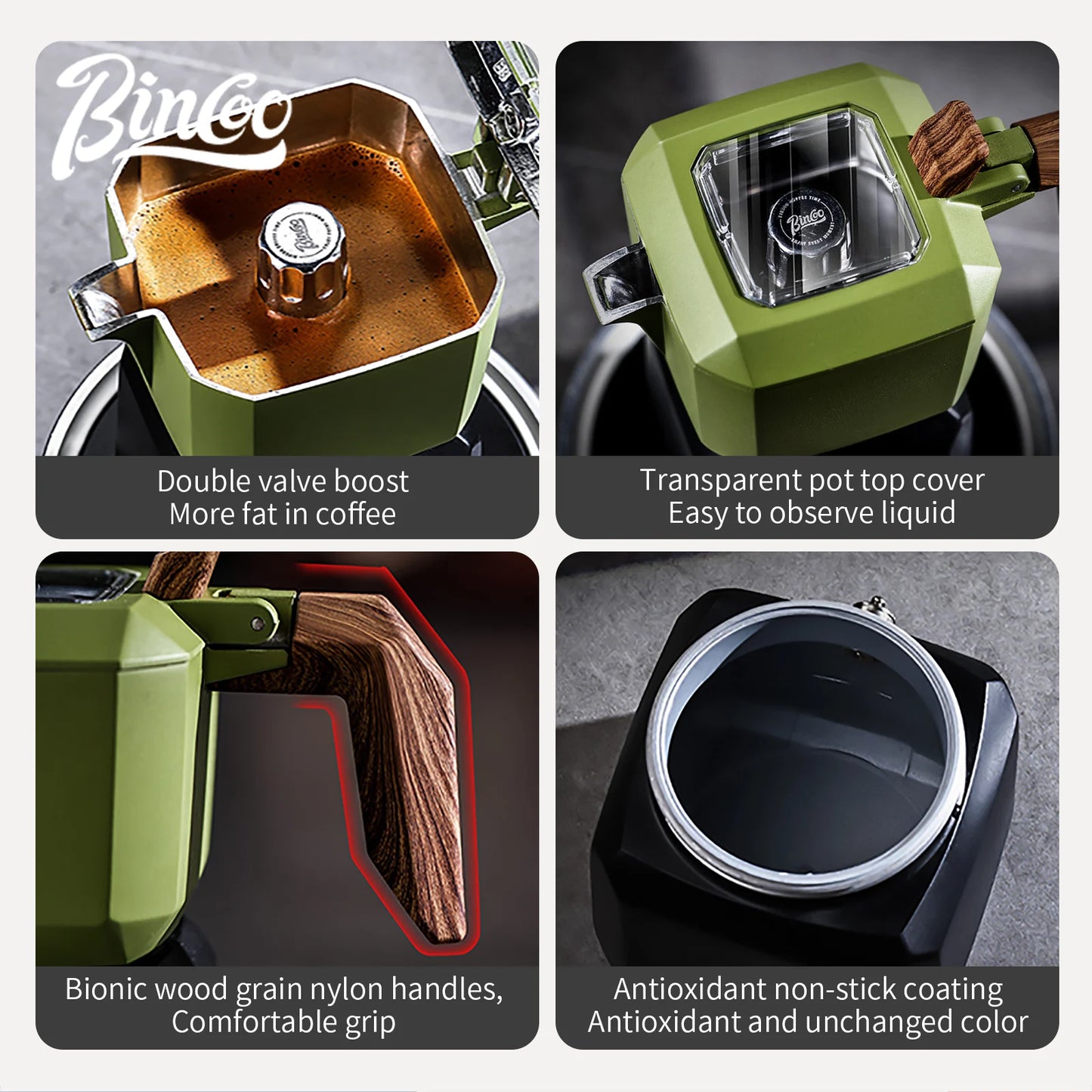 Square Moka Pot Set – Just Coffee Dual Valve Espresso Maker with Grinder & Accessories