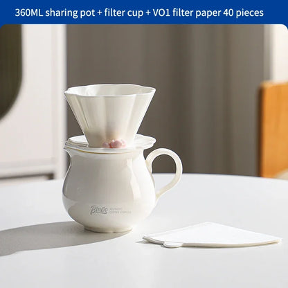 Hand Brew Coffee Pot Set – Just Coffee Ceramic Sharing Pot & Filter Cup