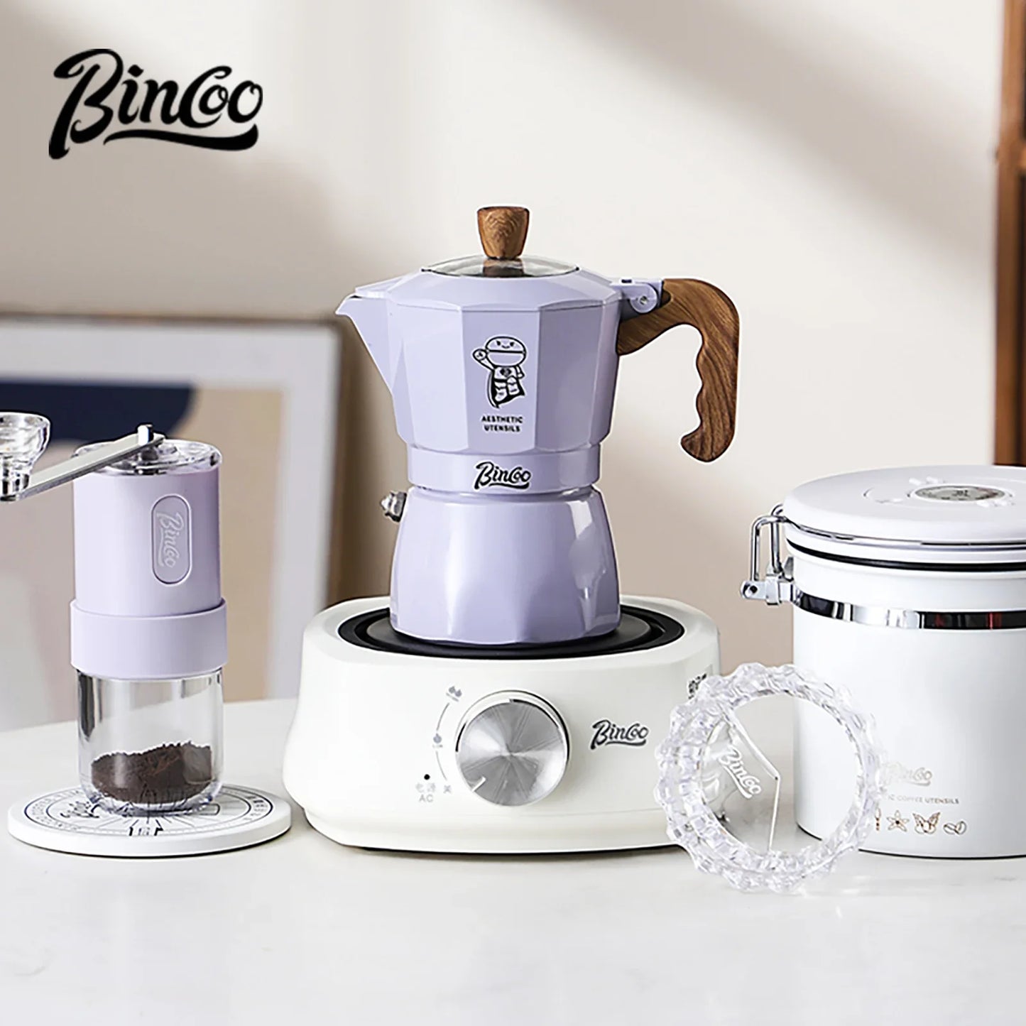 Dual Valve Moka Pot Set – Just Coffee 5-Piece Italian Espresso Kit 220V