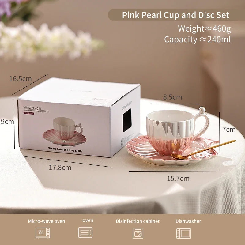 Gradient Ceramic Coffee Mug with Saucer – Just Coffee Art Edition