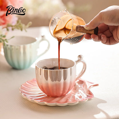Gradient Ceramic Coffee Mug with Saucer – Just Coffee Art Edition