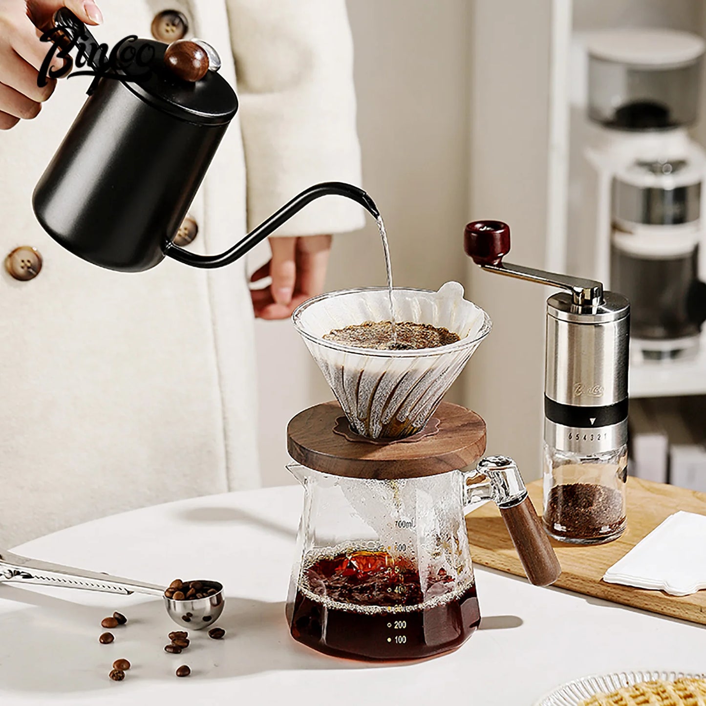 Pour Over Coffee Maker Set 800ml – Just Coffee Glass Carafe & Filter